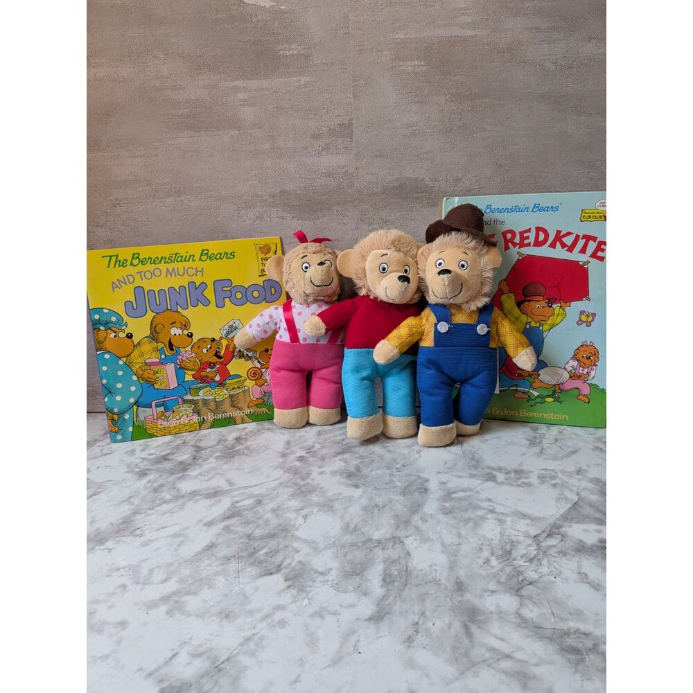 Berenstain Bears Plush Family Lot Mama Papa Brother 2 Books Kids Story Bundle